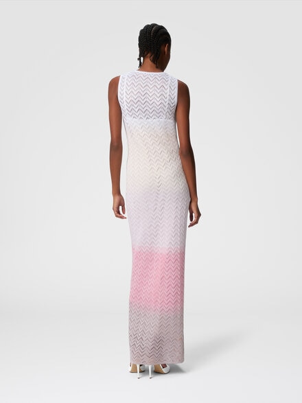Sleeveless dress in shaded chevron viscose, Multicoloured  - DS25SG0UBK044XSM9MF