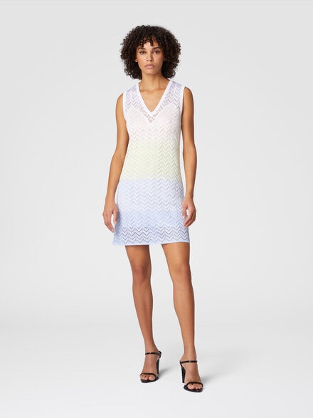 Gradient chevron viscose V-neck mini-dress, Multicoloured  - DS25SG0VBK044XSM9ME