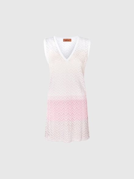 Gradient chevron viscose V-neck mini-dress, Multicoloured  - DS25SG0VBK044XSM9MF
