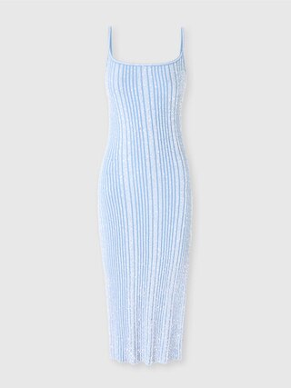 Kinstell Abito Midi Estivo Donna – Senza Maniche, Lavorato A Maglia, Spacco Laterale, A Righe
