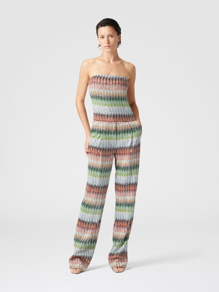 Langer Bustier-Jumpsuit aus Zickzack-Strick mit Farbverlauf und Pailletten, Mehrfarbig  - DS25SG1CBC0051SM9KP