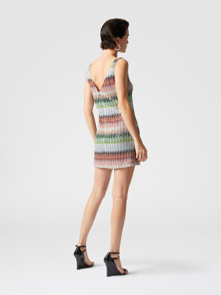 Kurzes Kleid aus Zick-Zack-Strick mit Farbverlauf und Pailletten, Mehrfarbig  - DS25SG1DBC0051SM9KP