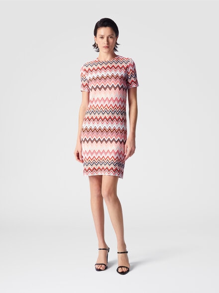 Zig zag cotton and viscose mini-dress, Multicoloured  - DS25SG1HBR00ZUSM9KX