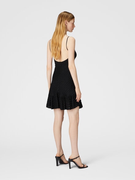 Sleeveless mini dress with lace tiered skirt, Black - DS25SG3UBR013J93911