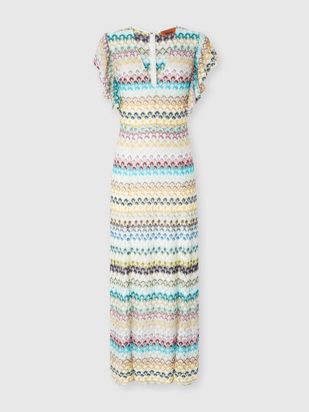 Robe longue en dentelle d&eacute;grad&eacute;e avec d&eacute;collet&eacute; en V et manches &agrave; volants, Multicolore  - DS25SG3YBR0133S507H