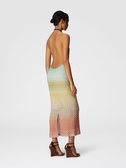 Dégradé midi dress with halter neck, Multicoloured  - DS25SG3ZBR0134S6154
