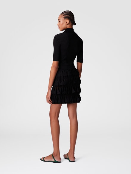 Falda corta con volantes geométricos, Negro - DS25SH0YBK01BJ93911