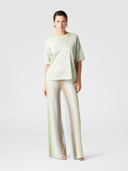 Pantalón palazzo de rayas parciales con lentejuelas, Multicolor  - DS25SI0BBK042DSM9N9
