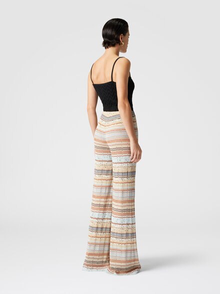 Palazzo-Hose aus Viskose und Baumwolle mit Lamé-Zickzack-Bund, Mehrfarbig  - DS25SI0IBR010QS6143