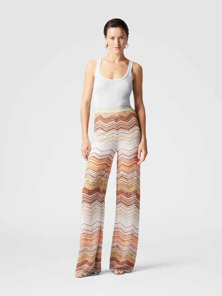 Palazzo chevron lamé trousers with sequins, Multicoloured  - DS25SI0RBK045DSM9MH
