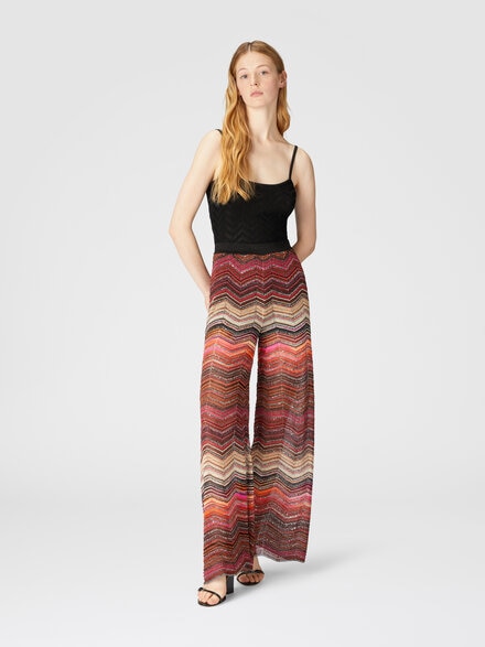 Palazzo chevron lamé trousers with sequins, Multicoloured  - DS25SI0RBK045DSM9MI