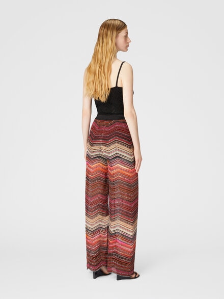 Palazzo chevron lamé trousers with sequins, Multicoloured  - DS25SI0RBK045DSM9MI