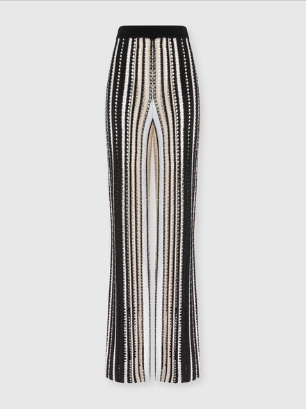Pantaloni dritti in crochet rigato, Multicolore  - DS25SI0WBK041ZSM9MN