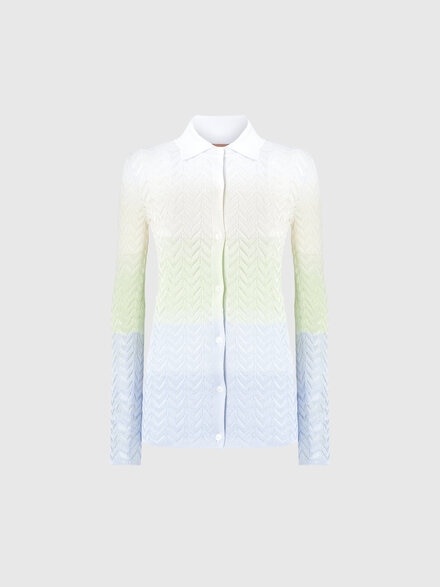 Gradient chevron viscose knit shirt, Multicoloured  - DS25SJ0FBK044XSM9ME
