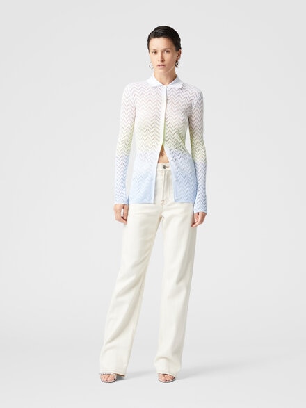 Gradient chevron viscose knit shirt, Multicoloured  - DS25SJ0FBK044XSM9ME