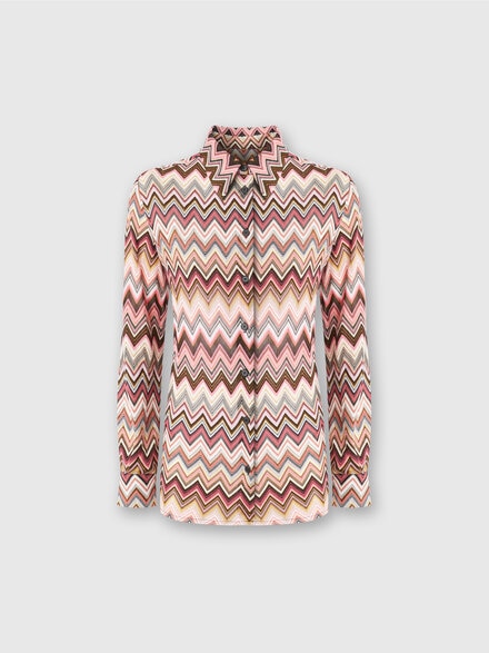 Camicia in cotone e viscosa zig zag, Multicolore  - DS25SJ0GBR00ZUS91N6