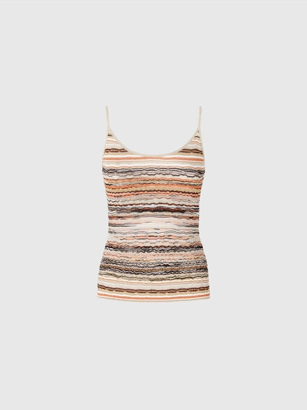 Tank top in embossed viscose with lamé wave pattern, Multicoloured  - DS25SK07BK042CS01G4