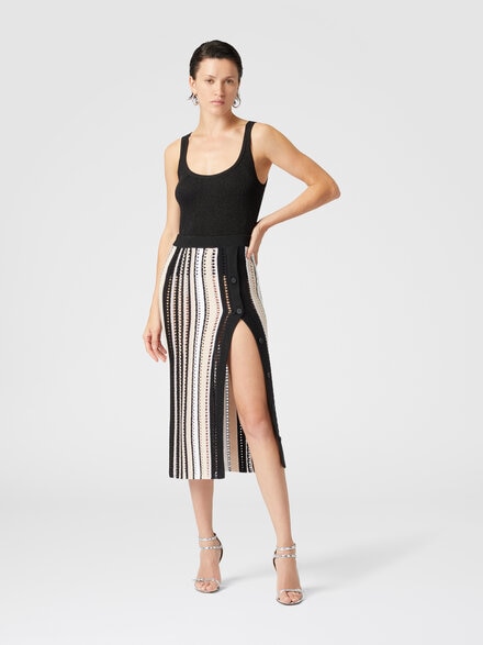 Tanktop aus Lamé aus Viskose, Schwarz - DS25SK0BBK045AS91NK