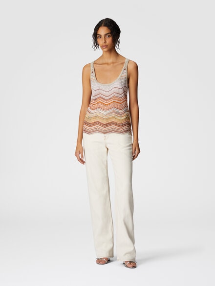 Chevron lamé tank top with sequins, Multicoloured  - DS25SK0PBK045DSM9MH