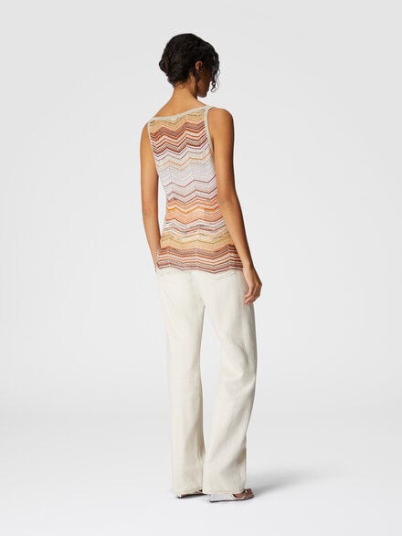 Chevron lamé tank top with sequins, Multicoloured  - DS25SK0PBK045DSM9MH
