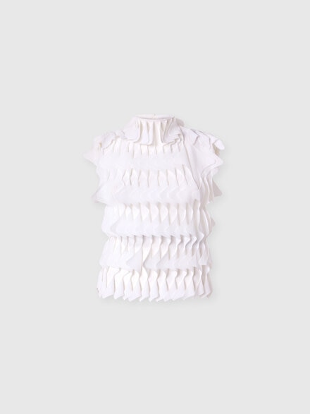 Top sans manches avec volants, Blanc  - DS25SK1IBK01BJ14001