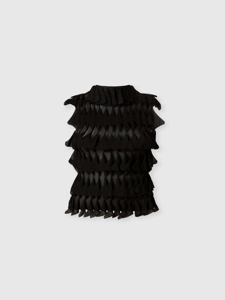 Ärmelloses Top mit Volants, Schwarz - DS25SK1IBK01BJ93911