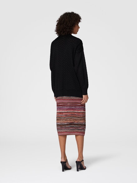 Tonal chevron oversized cardigan, Black - DS25SM06BK044U93911