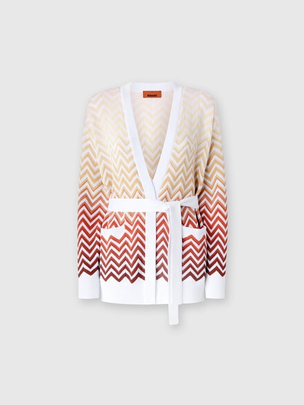Cardigan mit Dégradé-Chevron-Motiv und Gürtel, Mehrfarbig  - DS25SM07BK044VSM9M9