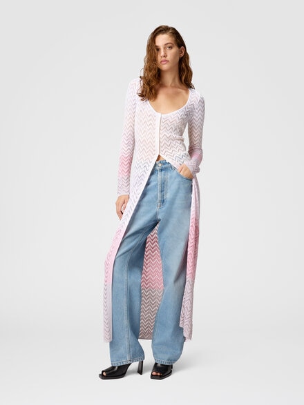 Long cardigan in gradient chevron viscose, Multicoloured  - DS25SM09BK044XSM9MF