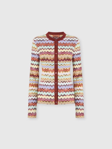 Raschel crew neck cardigan, Multicoloured - DS25SM0MBR014BSM9U5