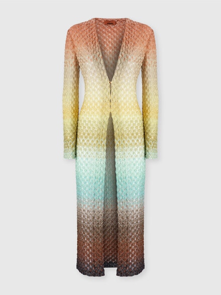 Long cardigan in lace and lamé, Multicoloured  - DS25SM14BR0134S6154