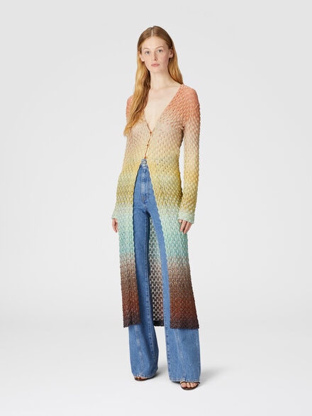 Long cardigan in lace and lamé, Multicoloured  - DS25SM14BR0134S6154