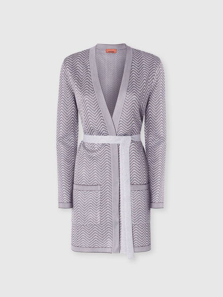 Cardigan motivo onde con cintura, Argento & Grigio - DS25SM1FBK01BGS91QV