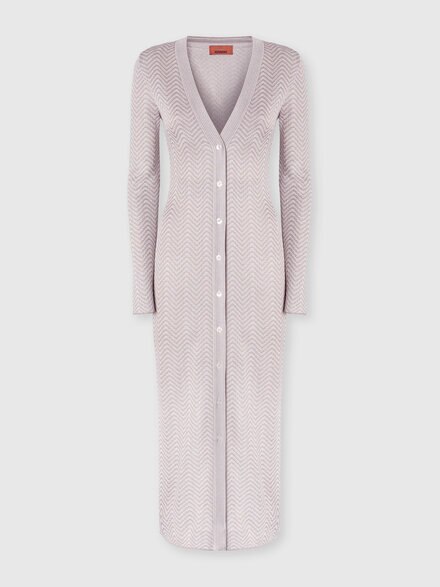 Cardigan lungo motivo onde, Bianco & Beige - DS25SM1GBK01BGS01IZ