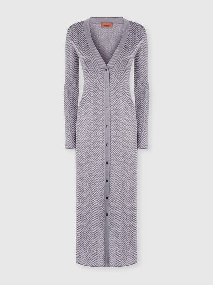 Long cardigan with wave pattern, Silver & Grey  - DS25SM1GBK01BGS91QV
