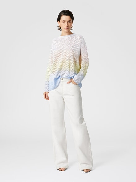 Oversized crewneck sweater in gradient chevron viscose, Multicoloured  - DS25SN0DBK044XSM9ME