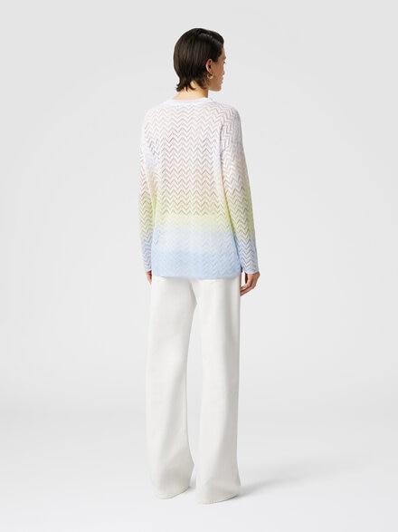 Oversized crewneck sweater in gradient chevron viscose, Multicoloured  - DS25SN0DBK044XSM9ME