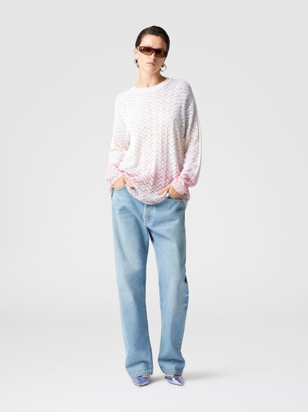 Oversized crewneck sweater in gradient chevron viscose, Multicoloured  - DS25SN0DBK044XSM9MF