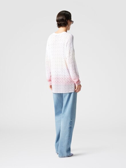 Oversized crewneck sweater in gradient chevron viscose, Multicoloured  - DS25SN0DBK044XSM9MF