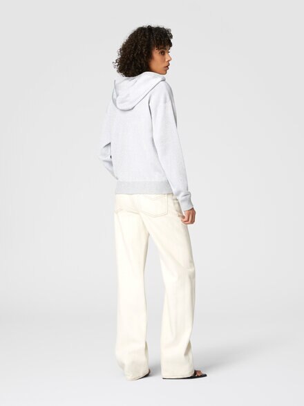 Lamé viscose hooded sweatshirt, Silver - DS25SW01BK045AS01GC