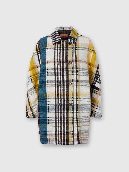 Double-breasted caban with check pattern, Yellow & Black - DS25WC0EBC005IS10BJ