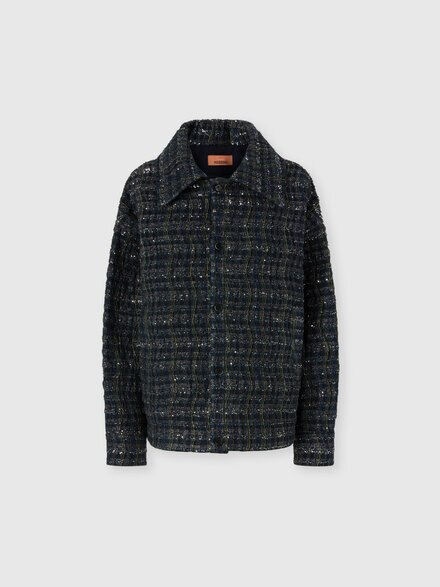 Sobrecamisa con patrón de ondas en cuadros, Blau - DS25WC1DBC005WS91R5