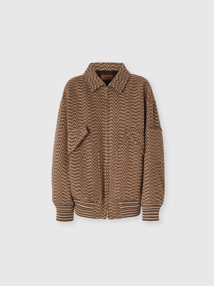 Bomber jacket with irregular chevron pattern, Beige - DS25WC1FBC005RS01J5