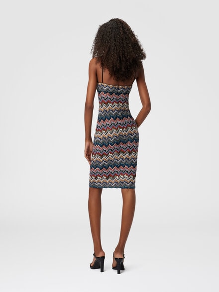 Midi dress with floral lace, Multicoloured  - DS25WG07BR012FSM9R3