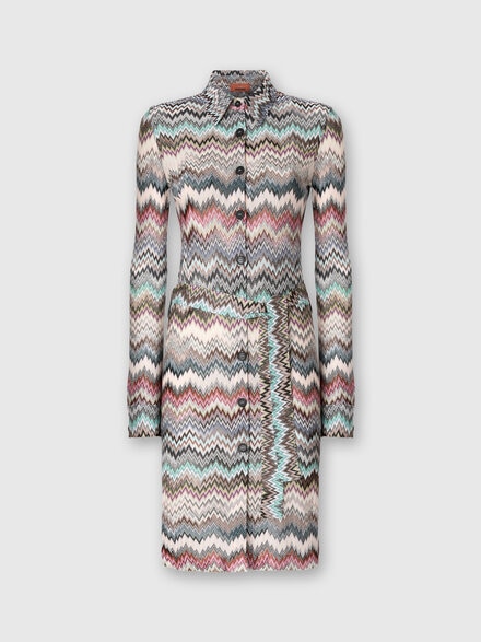 Shirt Dress with Snake Pattern, Multicoloured  - DS25WG09BR012GSM9QW