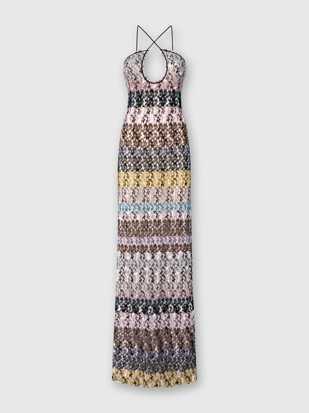Vestido largo de encaje trabajado, Multicolor  - DS25WG0GBR012ISM9QX