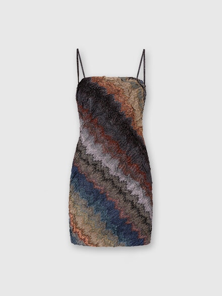 Mini Dress in Raschel Fabric, Blue - DS25WG0IBV00H7S72NC