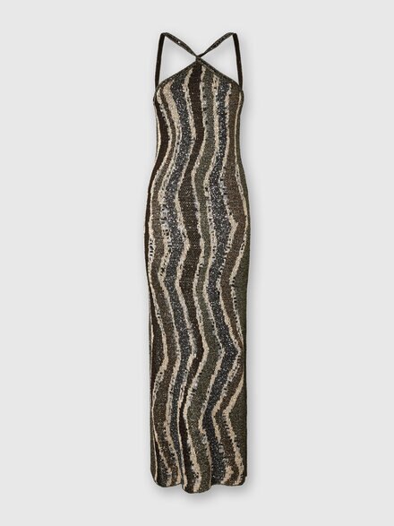 Long Dress with Wave Pattern, Brown - DS25WG0KBK01C8S80E2