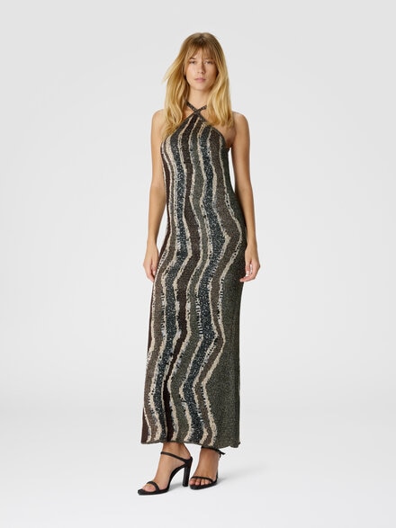 Long dress with wave pattern, Brown - DS25WG0KBK01C8S80E2