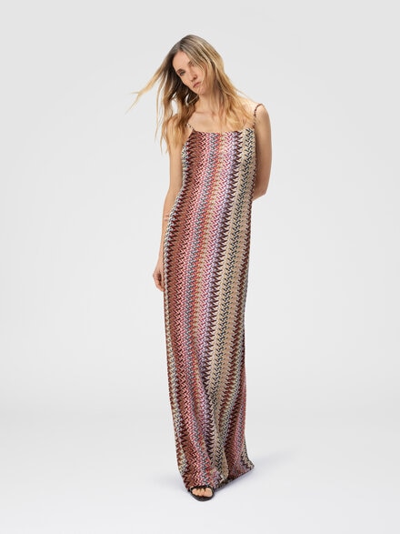 Long dress with open back, Multicoloured  - DS25WG0MBR012LSM9QY